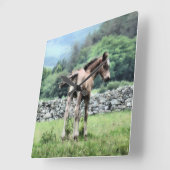 PFERDE QUADRATISCHE WANDUHR (Winkel)