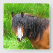 PFERDE QUADRATISCHE WANDUHR (Vorderseite)