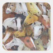 Pferde Quadratischer Aufkleber (Vorderseite)