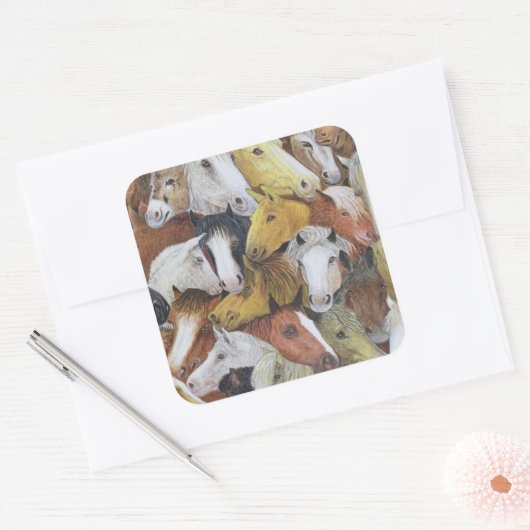 Pferde Quadratischer Aufkleber (Umschlag)