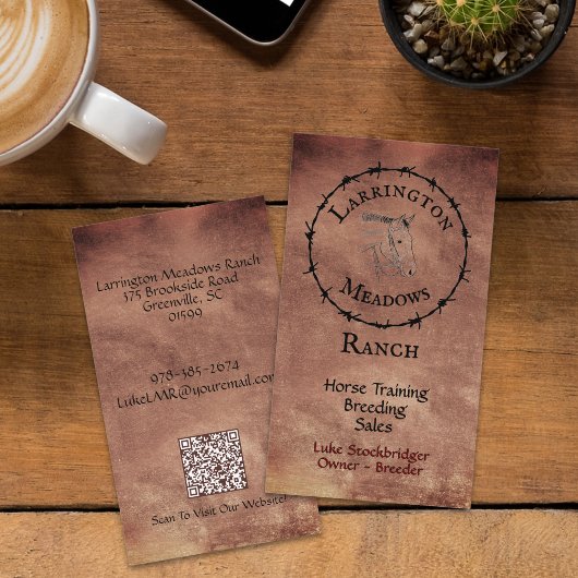 Pferde Ranch anpassbares Logo QR-Code Visitenkarte