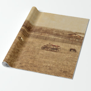 Pferde Ranch Country Western Vintage Textur Geschenkpapier