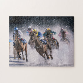 Pferde Rennen im Schnee Puzzle