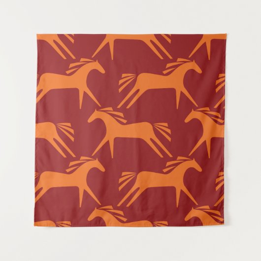 Pferde: Rote nahtlose Reittiere Schönheit. Wandteppich (Vorderseite)