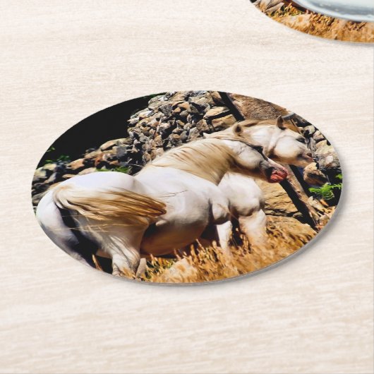 PFERDE RUNDER PAPPUNTERSETZER (Angewinkelt)