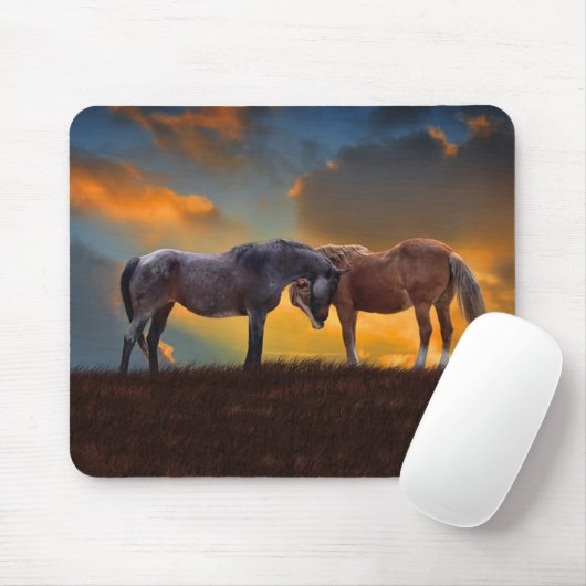 Pferde Schönes Sonnenuntergang Surreal Fantasy Cou Mousepad (Mit Mouse)