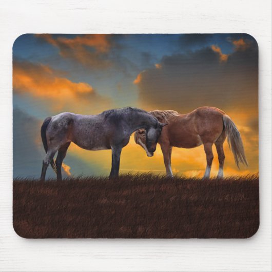 Pferde Schönes Sonnenuntergang Surreal Fantasy Cou Mousepad (Vorne)