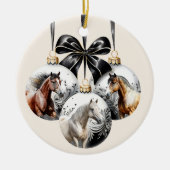 Pferde schwarz und Gold Weihnachten Keramik Ornament (Vorne)