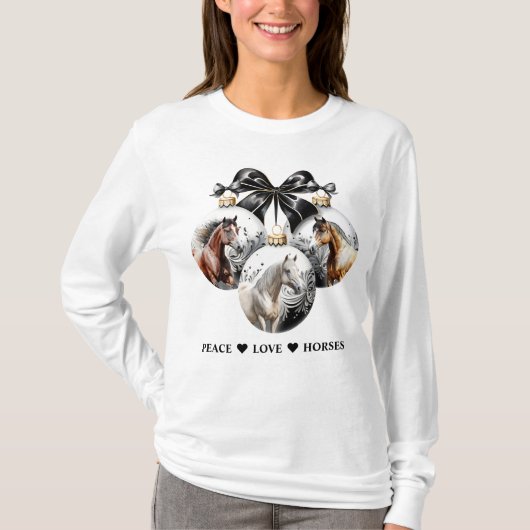 Pferde schwarz und golden Weihnachtskalender T-Shirt (Vorderseite)