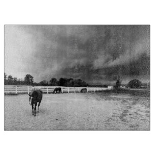 Pferde schwarz und weiß schneidebrett