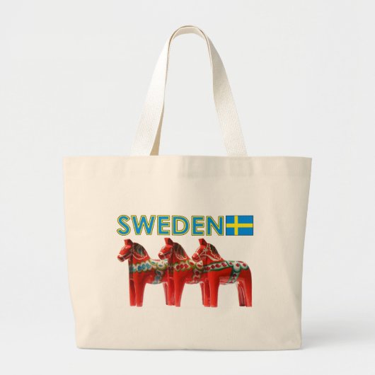 Pferde Schwedens Dala Jumbo Stoffbeutel (Vorne)