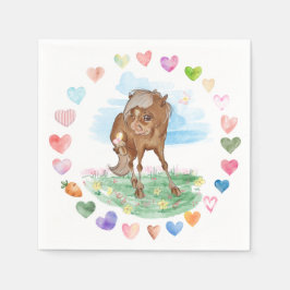 Pferde-Serviette für Kinderanlass, Pferdemädchen Serviette