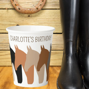 Pferde Silhouetten Personalisiert Geburtstag Pappbecher