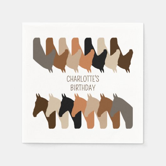 Pferde Silhouetten Personalisiert Geburtstag Serviette (Vorderseite)