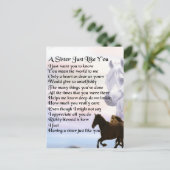 Pferde Sister Gedicht Postkarte (Stehend Vorderseite)