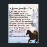 Pferde Sister Gedicht Postkarte<br><div class="desc">Ein tolles Geschenk für eine Schwester,  die Pferde mag</div>