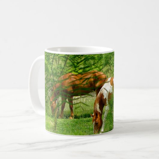 Pferde Sommerliche Blätter Kaffeetasse (Vorderseite Links)