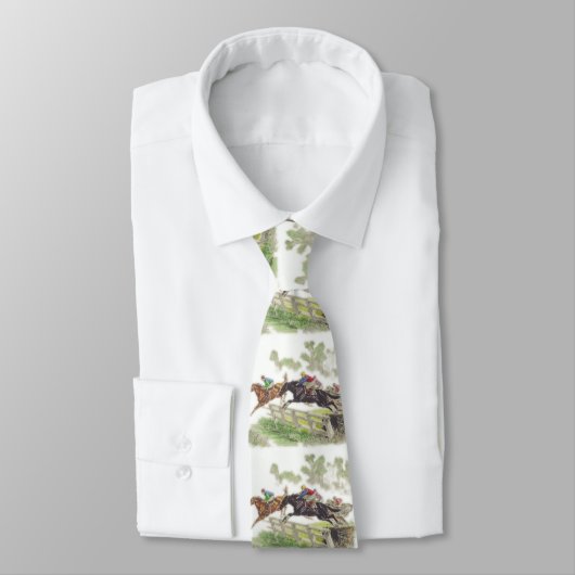 Pferde Steeplechase Jumping Print Necktie Krawatte (Gebunden)