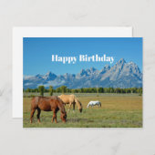 Pferde Teton Berge Landschaft Foto Postkarte (Vorne/Hinten)