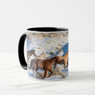 Pferde-Treck im Winter auf der Hideout Ranch Tasse