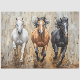 Pferde-Trio-Galopp-Gemälde-Decoupage Seidenpapier