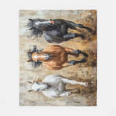 Pferde Trio Galopp Gemälde Fleecedecke (Vorderseite)
