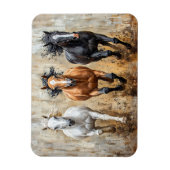 Pferde Trio Galopp Gemälde Magnet (Vertikal)