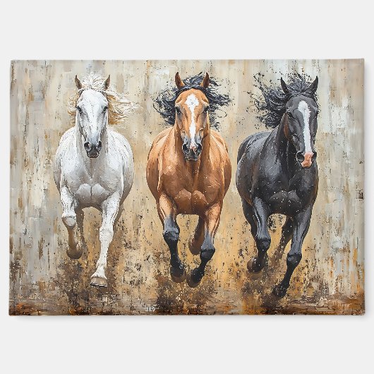 Pferde Trio Galopp Gemälde Magnet (Vorderseite)