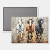 Pferde Trio Galopp Gemälde Magnet (Vorderseite/Rückseite)