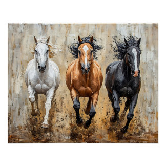 Pferde Trio Galopp Gemälde Poster