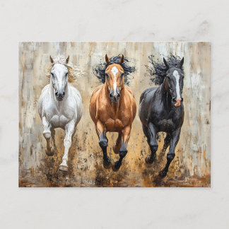 Pferde Trio Galopp Gemälde Postkarte