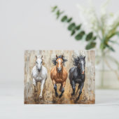 Pferde Trio Galopp Gemälde Postkarte (Stehend Vorderseite)