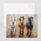 Pferde Trio Galopp Gemälde Postkarte (Vorne/Hinten)