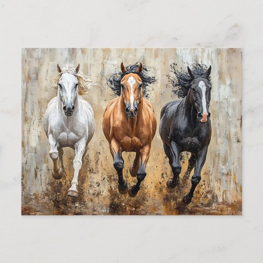 Pferde Trio Galopp Gemälde Postkarte (Vorderseite)