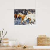 Pferde überqueren den Strom Poster (Küche)