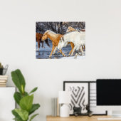 Pferde überqueren den Strom Poster (Heimbüro)