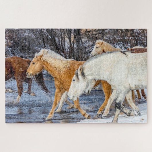 Pferde überqueren den Strom Puzzle (Horizontal)