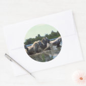 Pferde überqueren Wasser Runder Aufkleber (Umschlag)