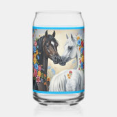 Pferde umrahmt von Blumen Dosenglas (Vorderseite)