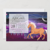 Pferde und Berge Lila und Blauer Geburtstag Einladung (Vorderseite)