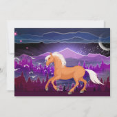 Pferde und Berge Lila und Blauer Geburtstag Einladung (Rückseite)