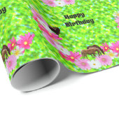 Pferde und Blume, Geburtstagsgeschenkpapier Geschenkpapier (Rolleneckpunkt)
