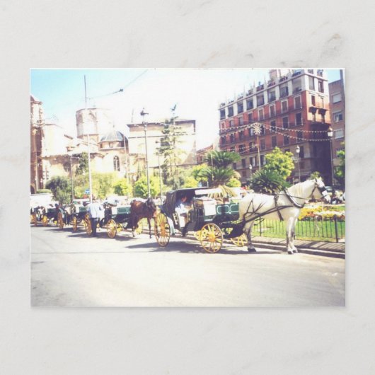 Pferde und Carraige Valencia Spanien Postkarte (Vorderseite)
