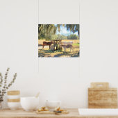 Pferde und Donkey - Auf dem Bauernplakat Poster (Küche)