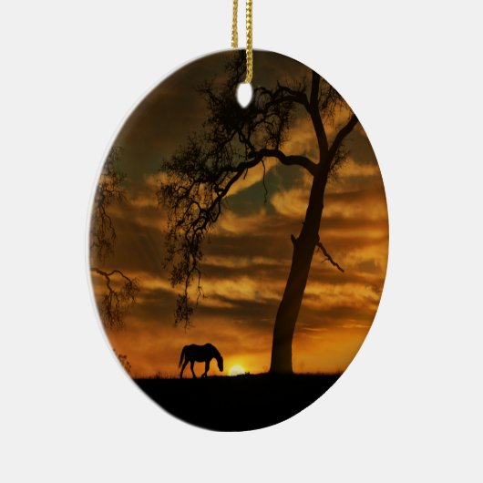 Pferde und Eichen Keramik Ornament (Rechts)