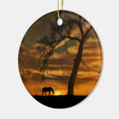 Pferde und Eichen Keramik Ornament (Links)