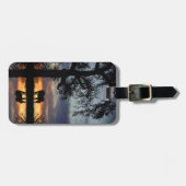 Pferde und Eichenbaum und Wasser spiegeln Gepäckma Gepäckanhänger (Vorderseite horizontal)