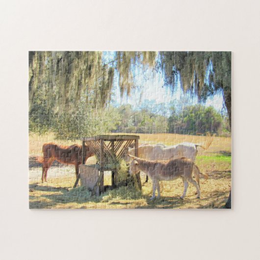 Pferde und ein Donkey - Bauernleben - Puzzle (Horizontal)
