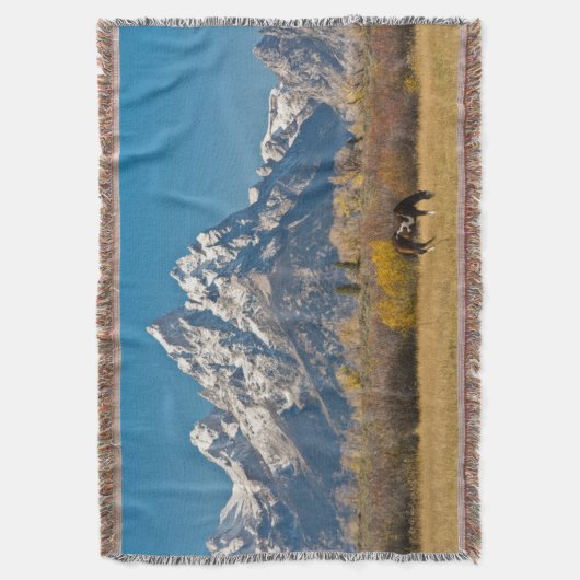 Pferde und Grand Tetons, Elchkopfranke Decke (Vorderseite Vertikal)