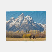 Pferde und Grand Tetons, Elchkopfranke Fleecedecke (Vorderseite (Horizontal))